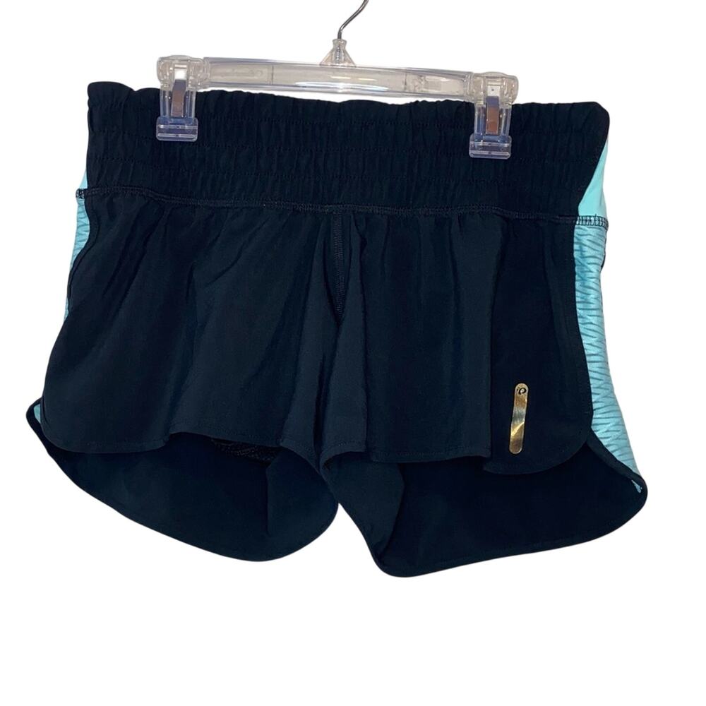Pearl‎ Izumi Running Shorts Medium Black Aqua Zip Pocket Athletic